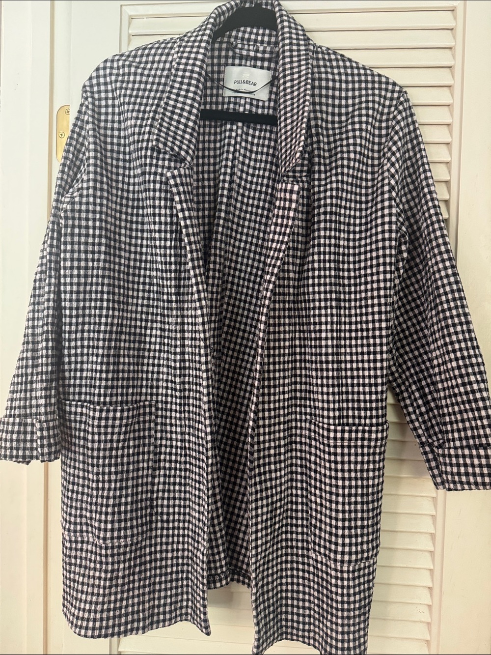 Pull&Bear Black and White Gingham Blazer Jacket